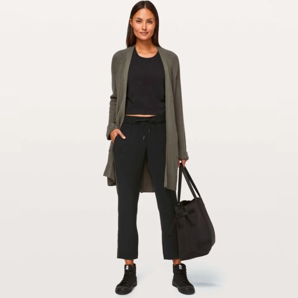 Lululemon On The Fly Pant Woven *Track Stripe Black / Dark Olive | 14 - Picture 4 of 12